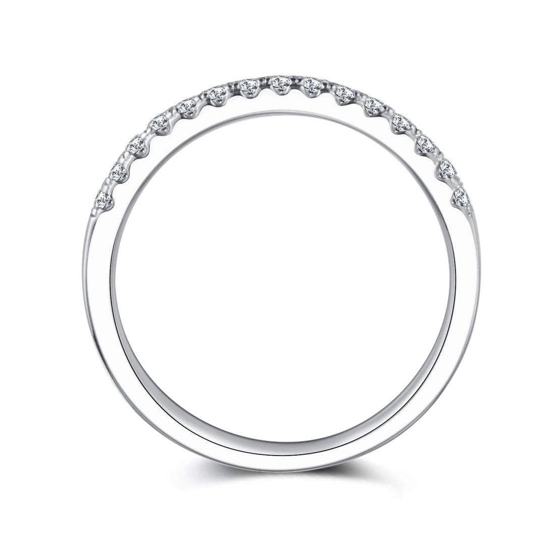 Half pave round cut Moissanite wedding band