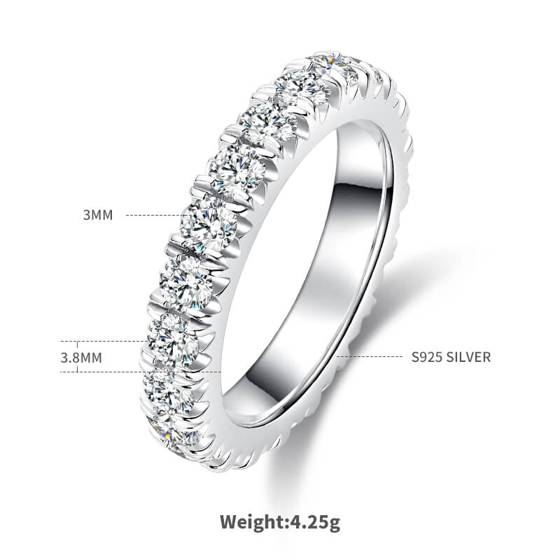 Full pave round cut Moissanite eternity band