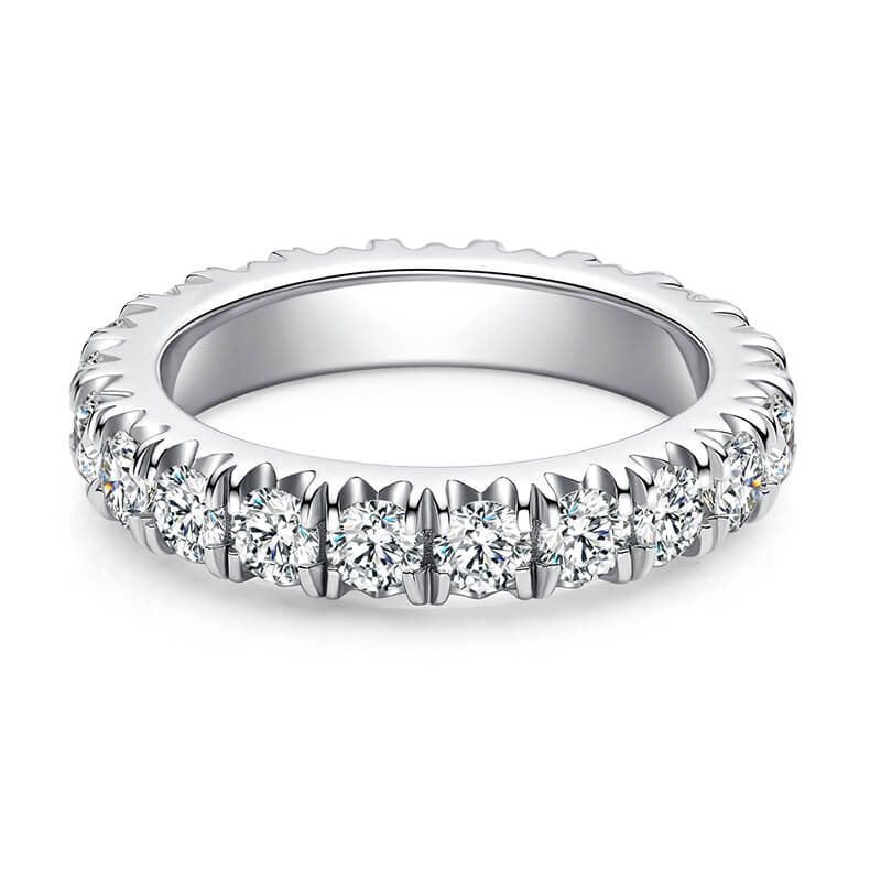 Full pave round cut Moissanite eternity band