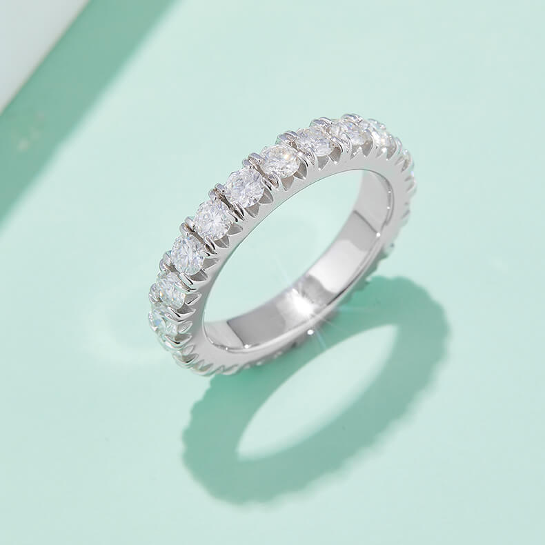 Full pave round cut Moissanite eternity band