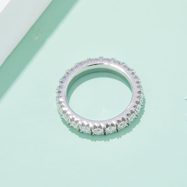 Full pave round cut Moissanite eternity band