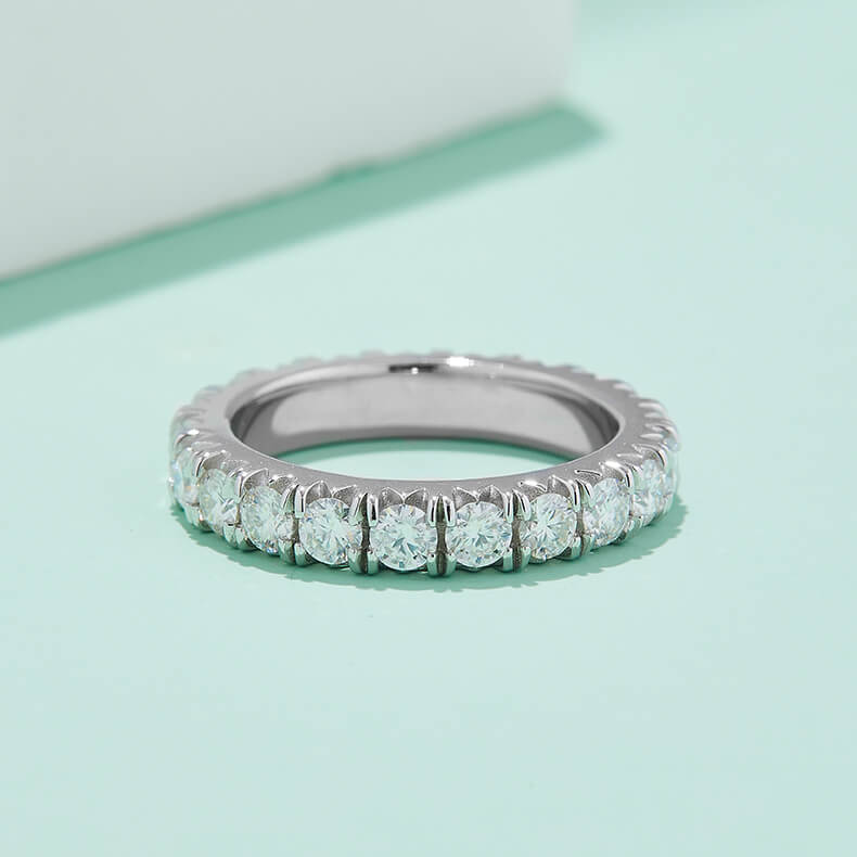 Full pave round cut Moissanite eternity band