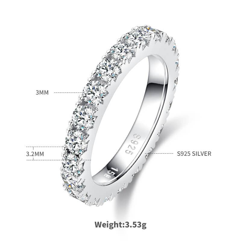 Full pave round cut Moissanite eternity band
