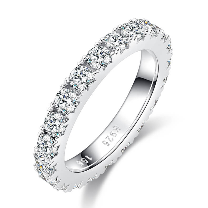 Full pave round cut Moissanite eternity band