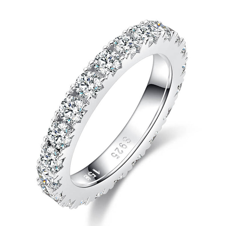 Full pave round cut Moissanite eternity band