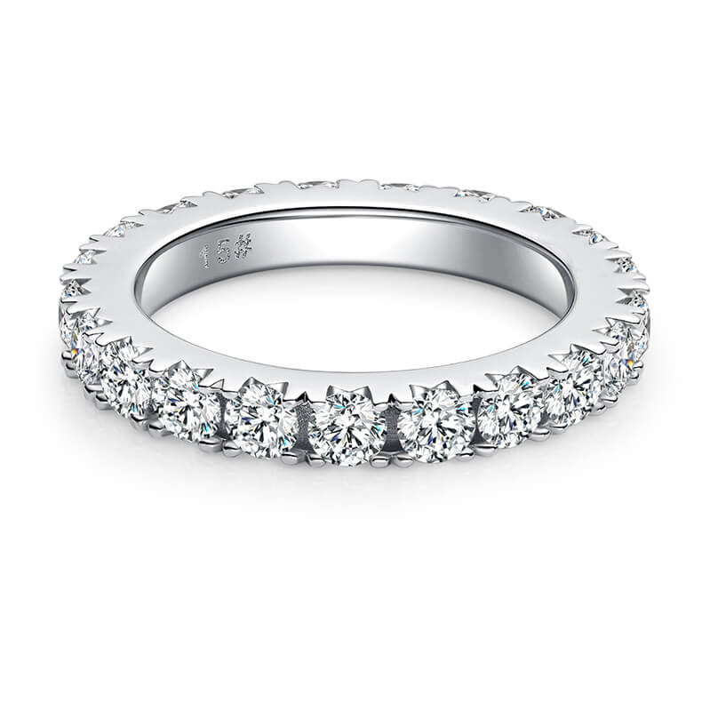 Full pave round cut Moissanite eternity band