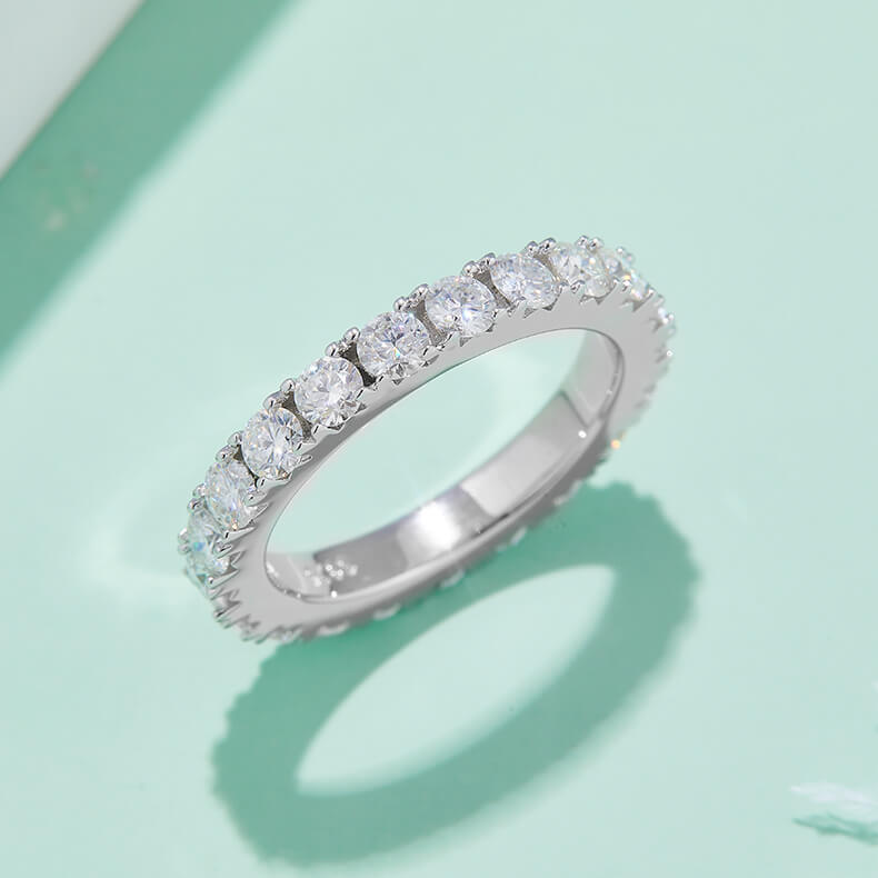 Full pave round cut Moissanite eternity band