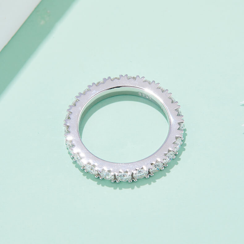 Full pave round cut Moissanite eternity band