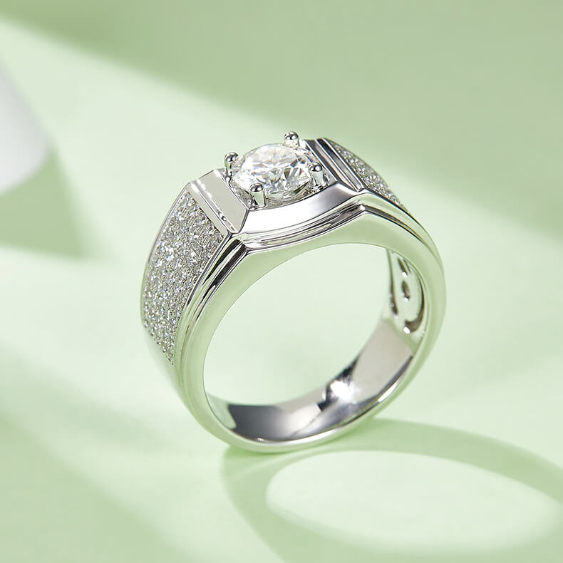925 sterling silver Moissanite ring for men