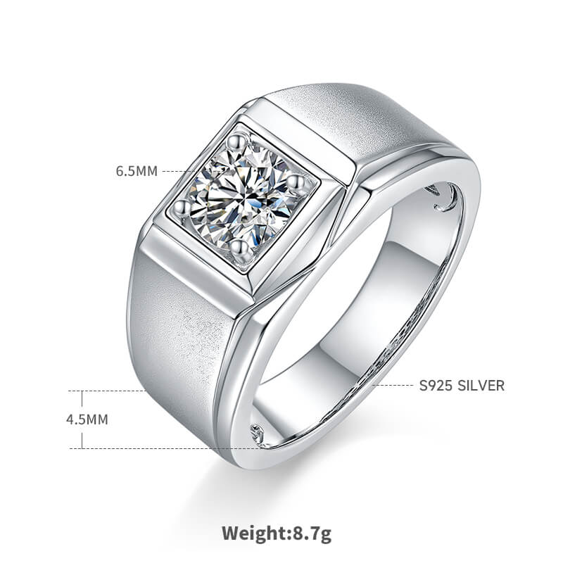 925 sterling silver Moissanite ring for men