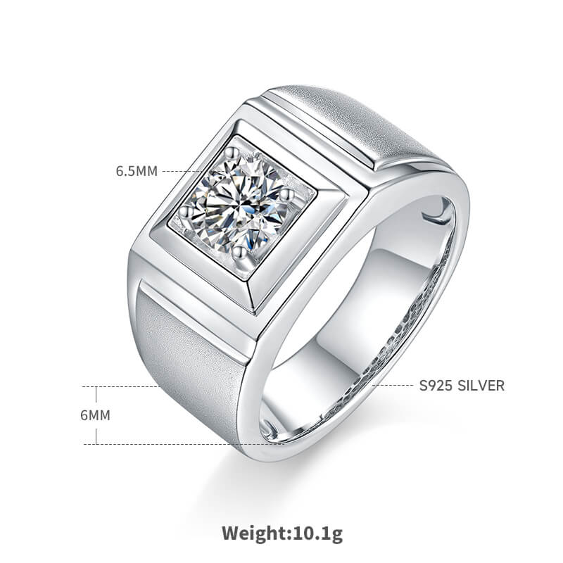 925 sterling silver Moissanite ring for men