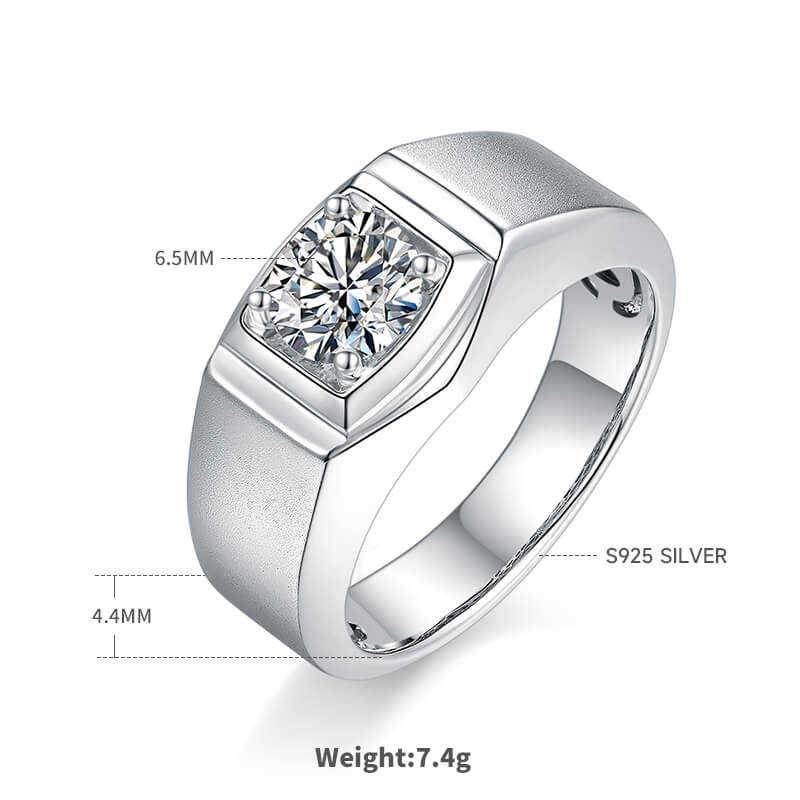 925 sterling silver Moissanite ring for men