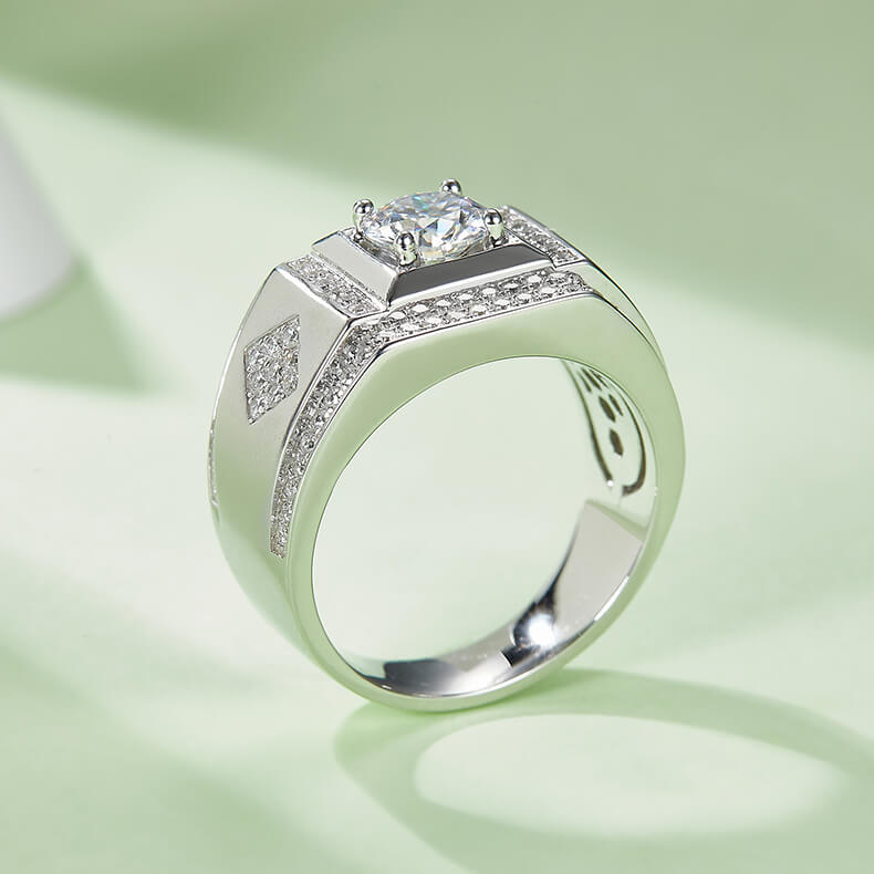 925 sterling silver Moissanite ring for men