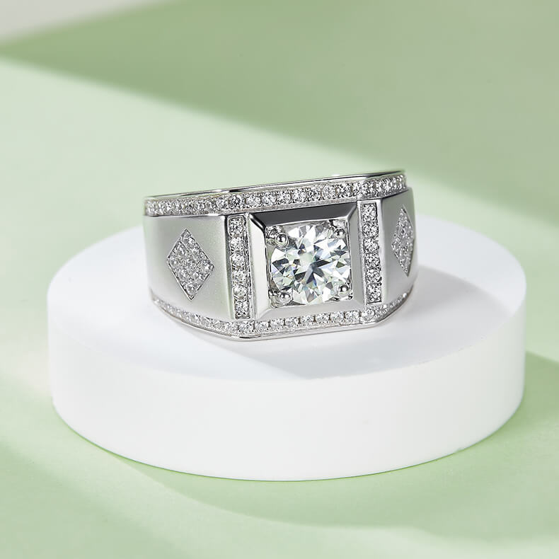 925 sterling silver Moissanite ring for men