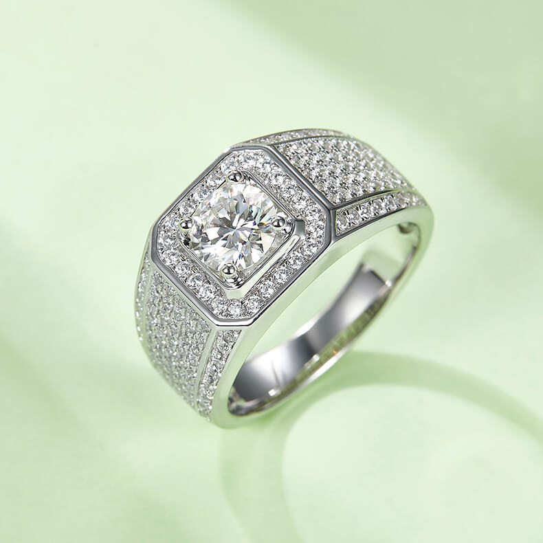 925 sterling silver Moissanite ring for men