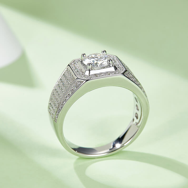 925 sterling silver Moissanite ring for men