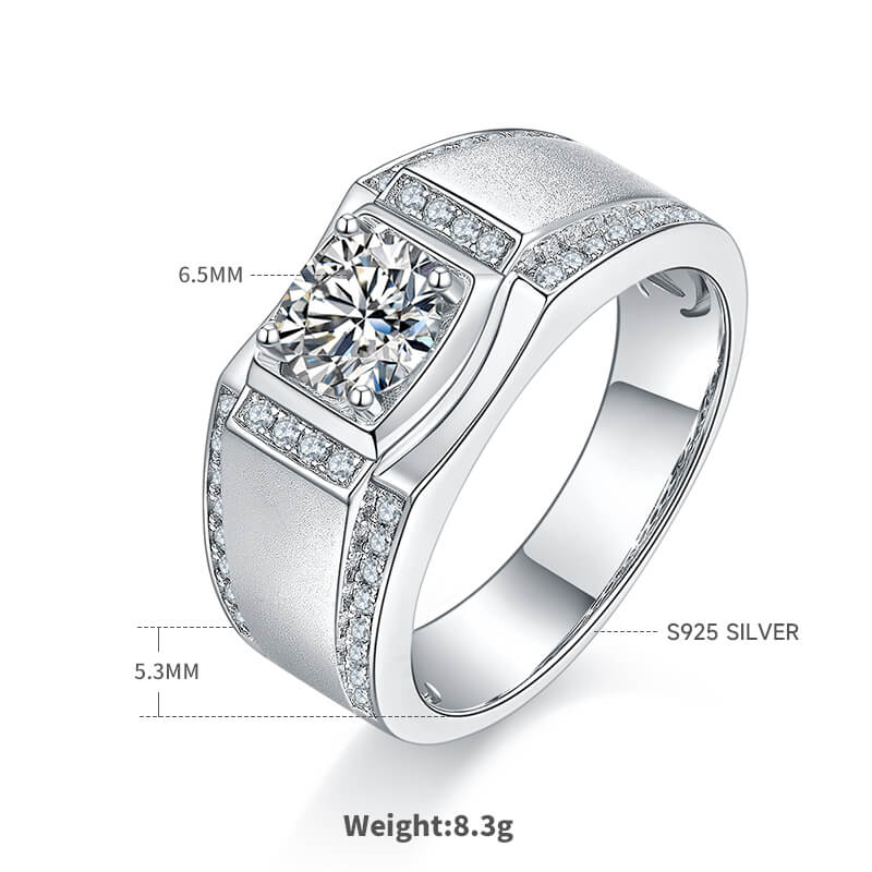 925 sterling silver Moissanite ring for men