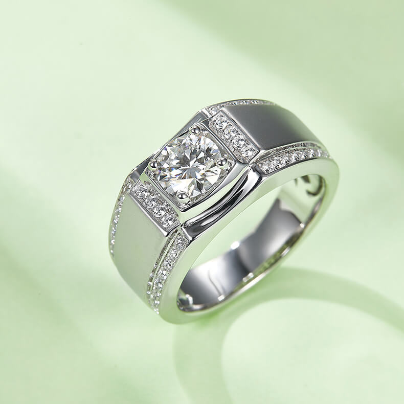 925 sterling silver Moissanite ring for men