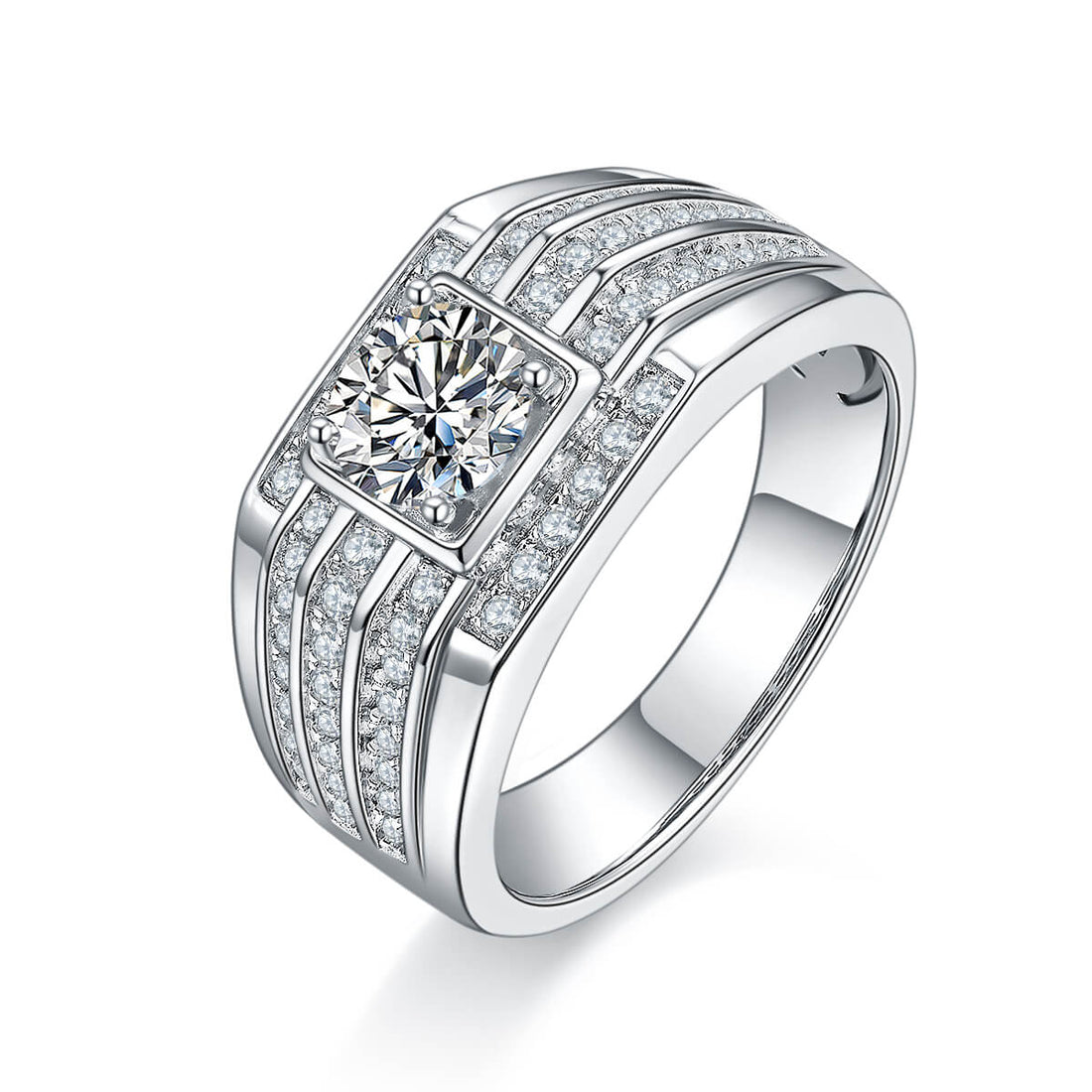925 sterling silver Moissanite ring for men