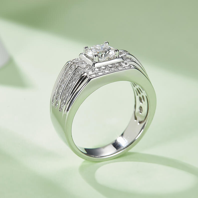 925 sterling silver Moissanite ring for men