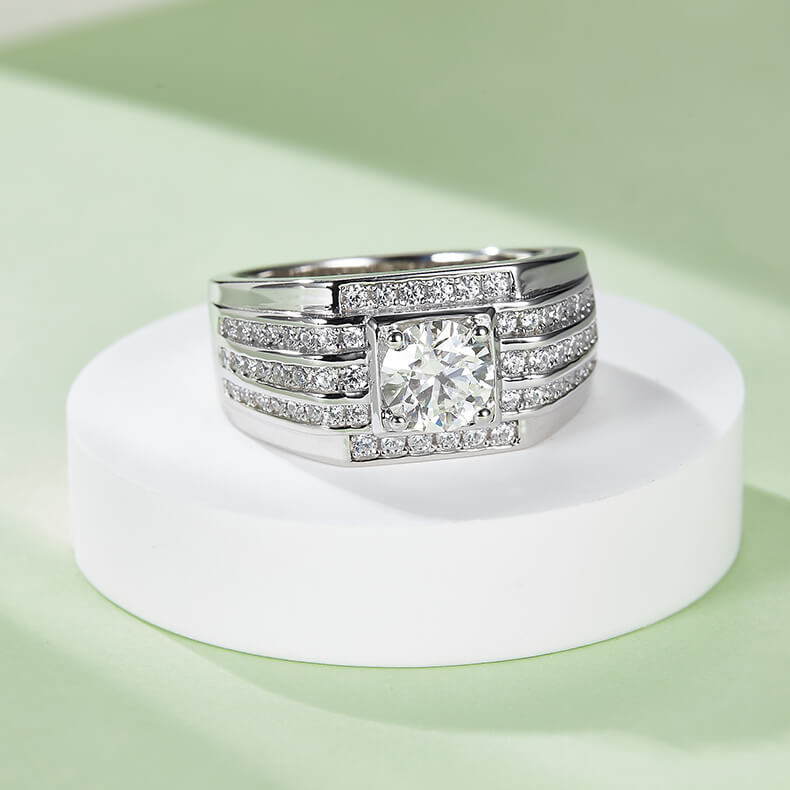 925 sterling silver Moissanite ring for men