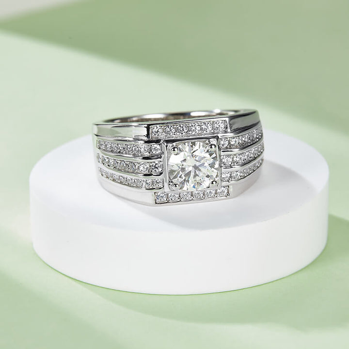 925 sterling silver Moissanite ring for men