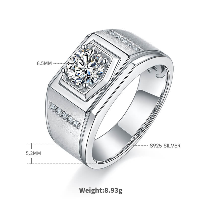 925 sterling silver Moissanite ring for men