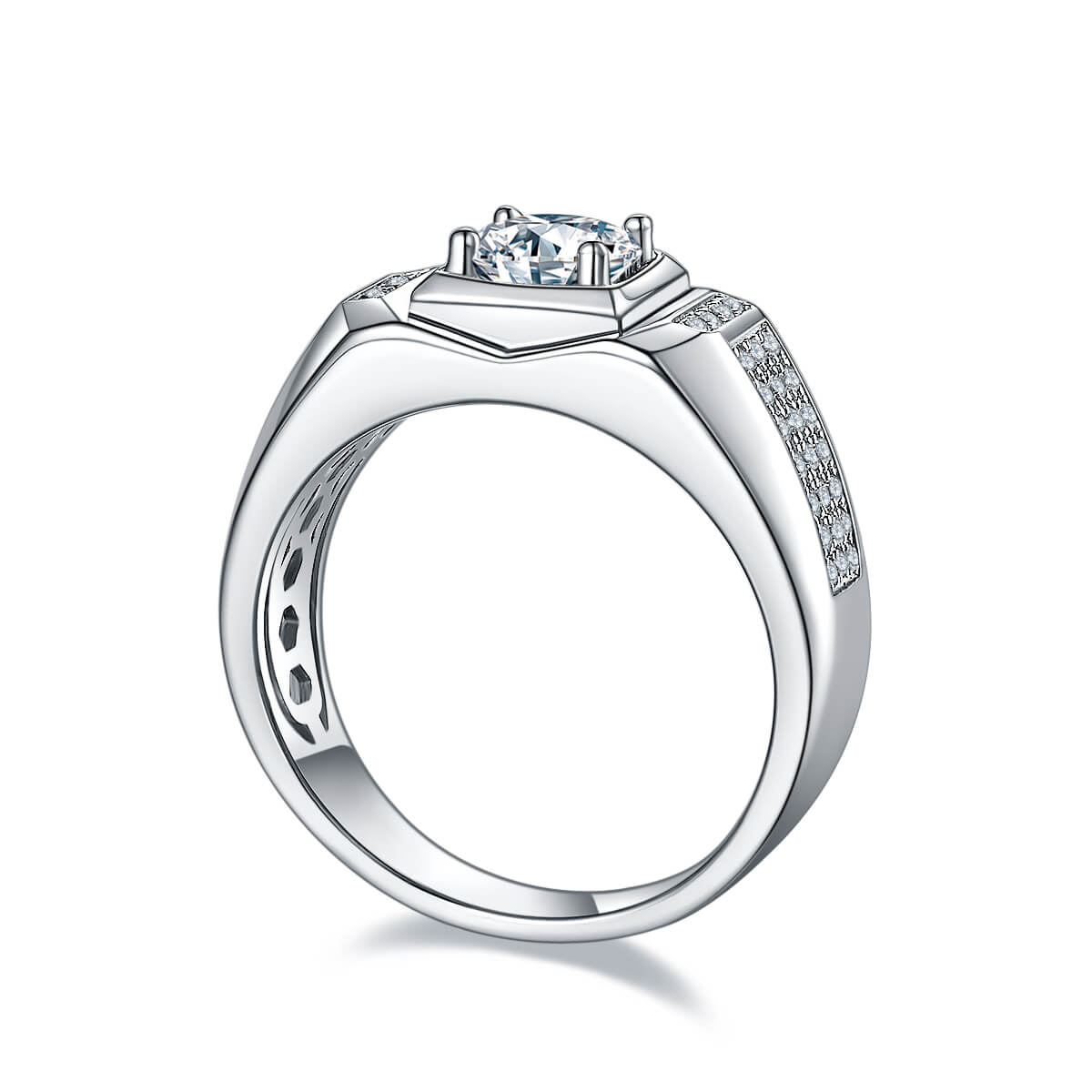 925 sterling silver Moissanite ring for men