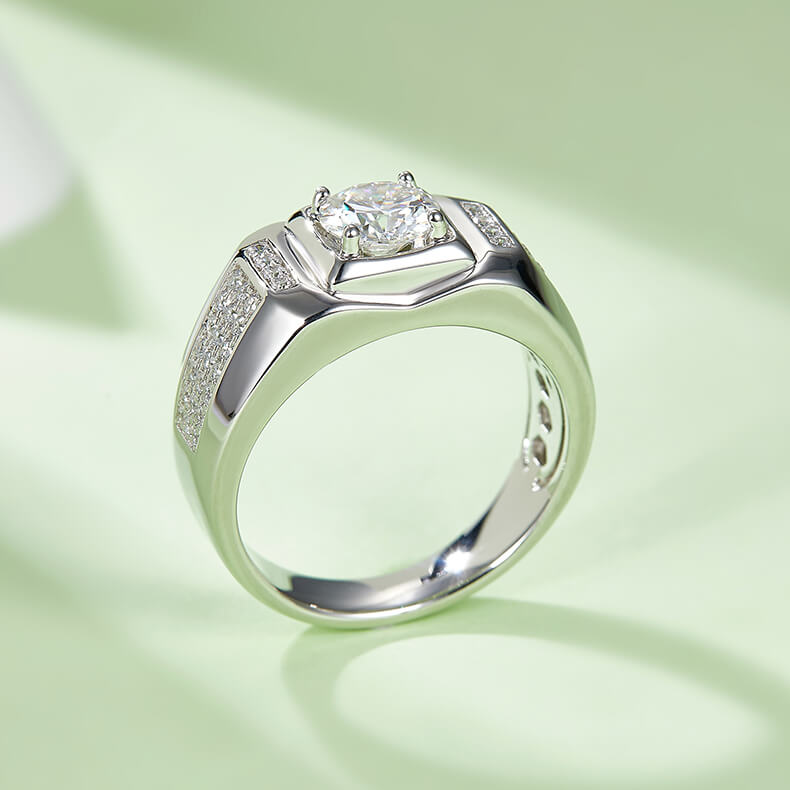 925 sterling silver Moissanite ring for men