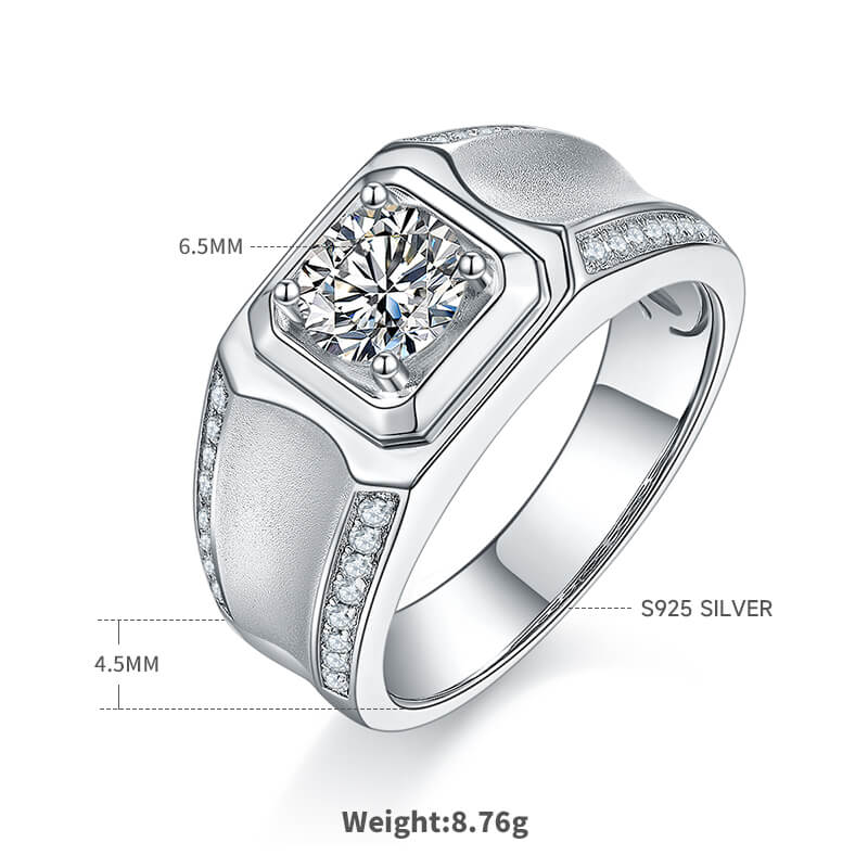 925 sterling silver Moissanite ring for men