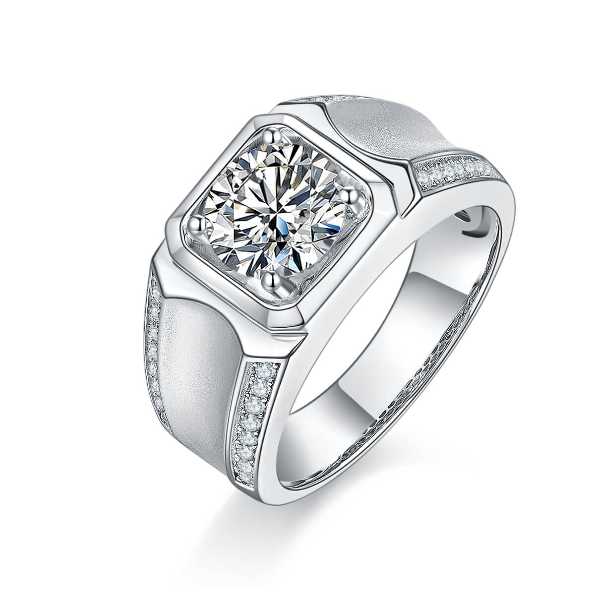 925 sterling silver Moissanite ring for men