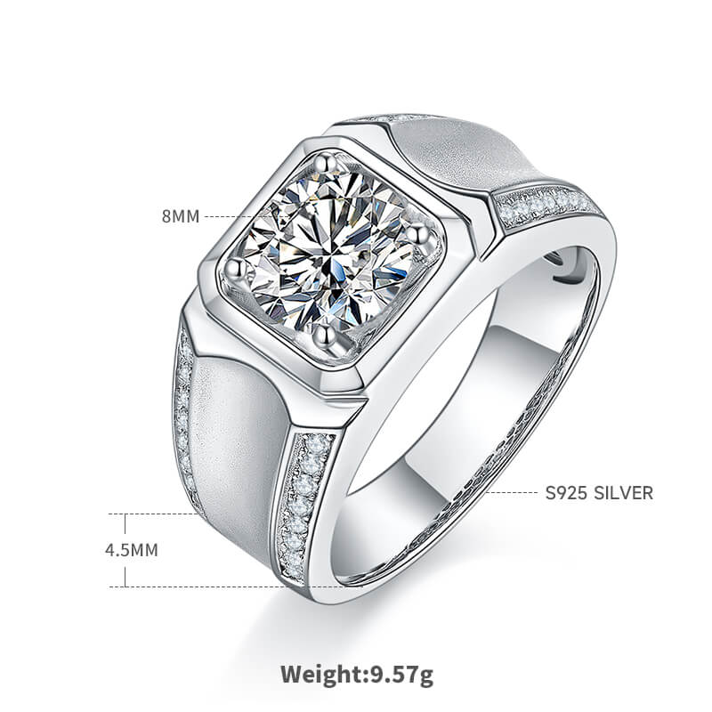 925 sterling silver Moissanite ring for men