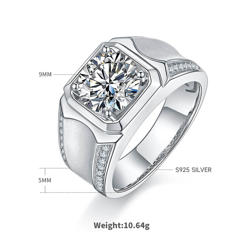 925 sterling silver Moissanite ring for men
