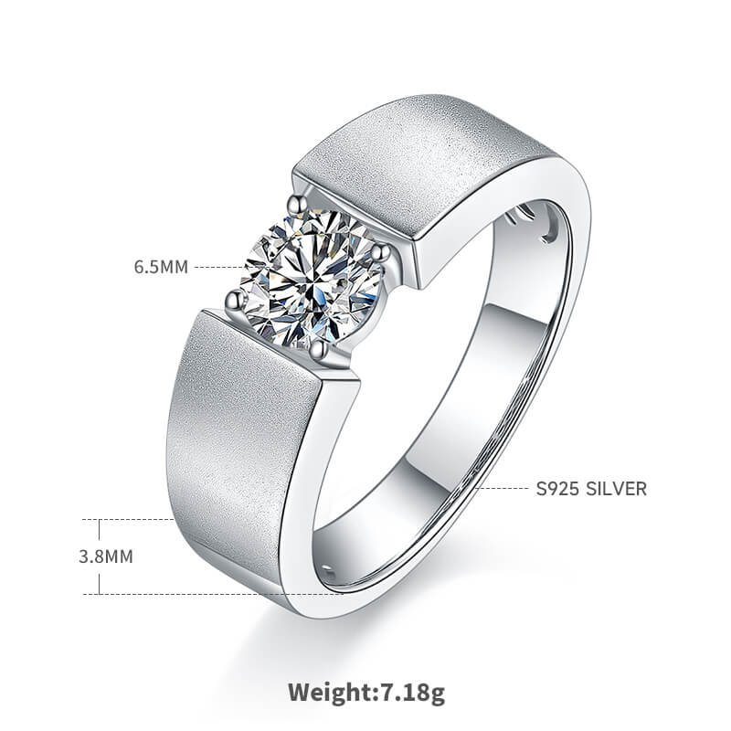925 sterling silver Moissanite ring for men