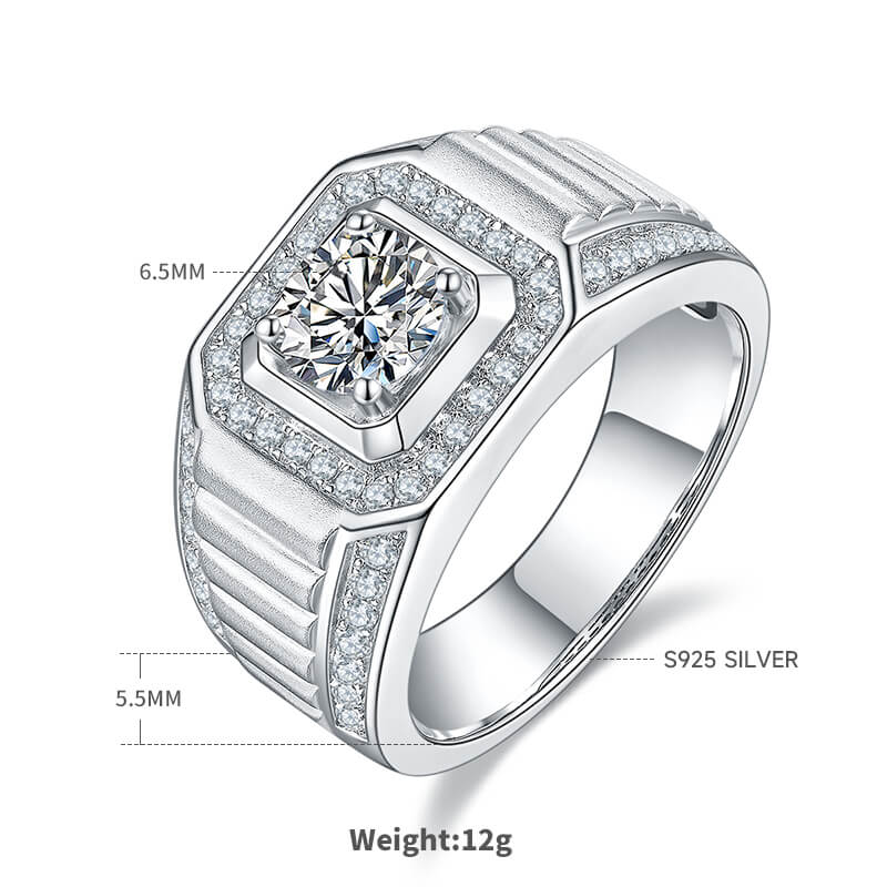 925 sterling silver Moissanite ring for men