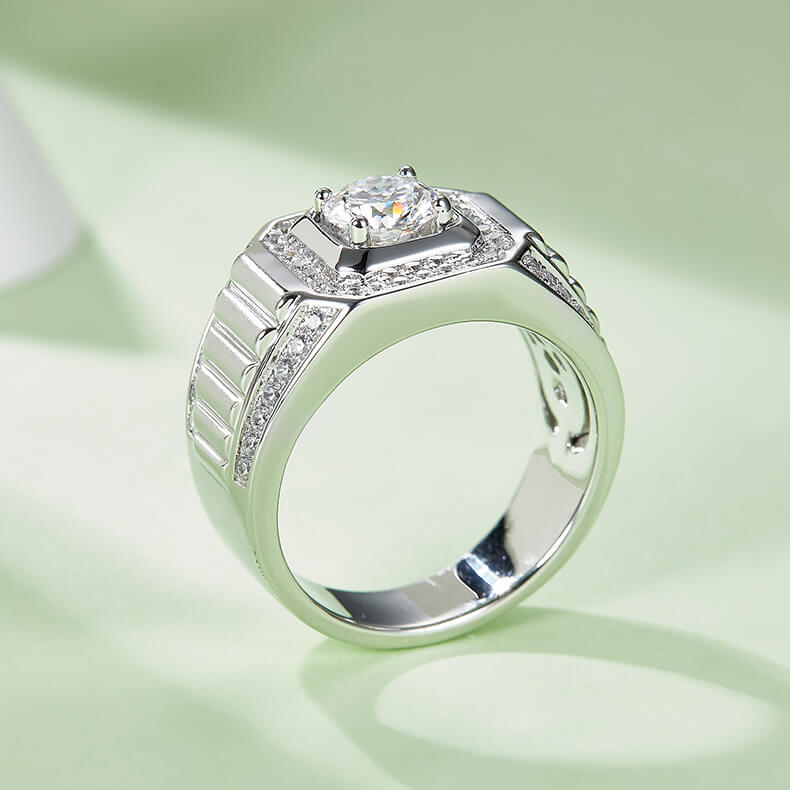925 sterling silver Moissanite ring for men