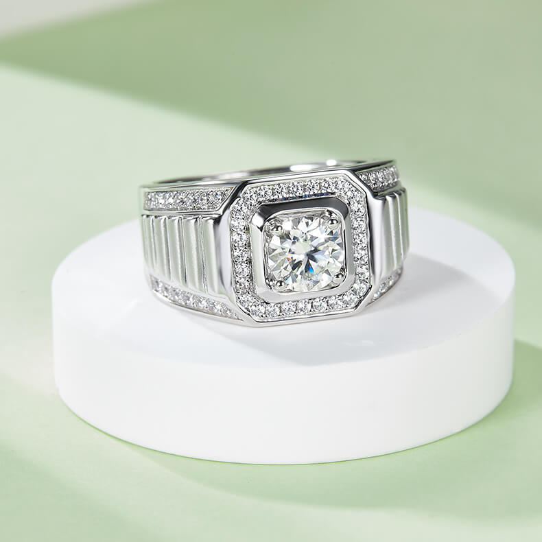 925 sterling silver Moissanite ring for men