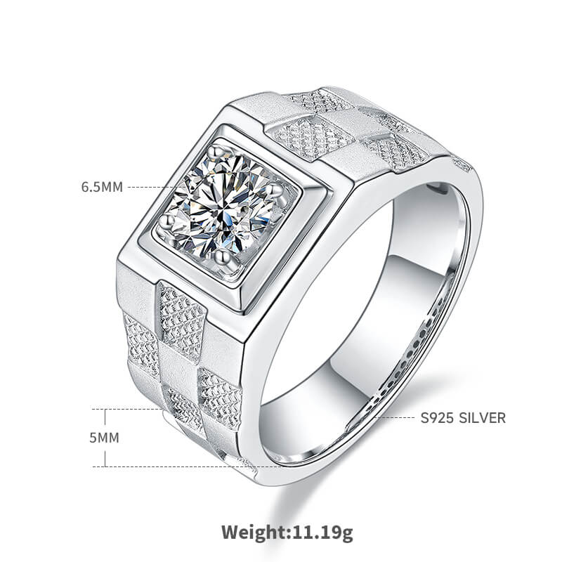925 sterling silver Moissanite ring for men