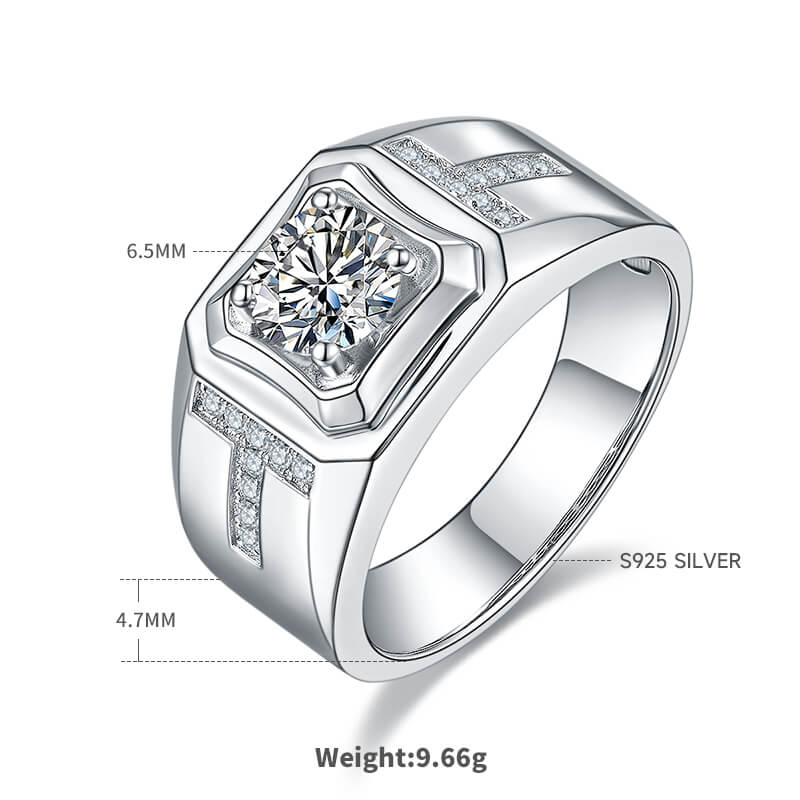 925 sterling silver Moissanite ring for men