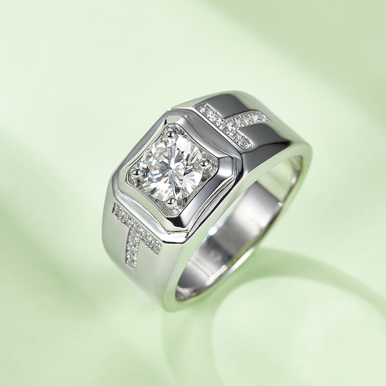 925 sterling silver Moissanite ring for men