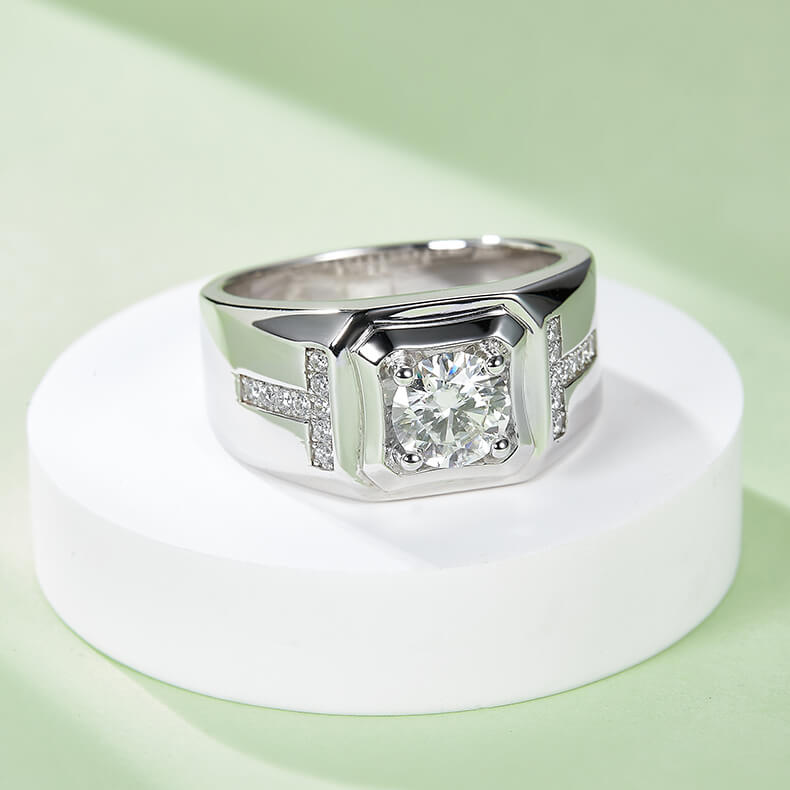 925 sterling silver Moissanite ring for men