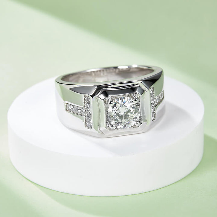 925 sterling silver Moissanite ring for men