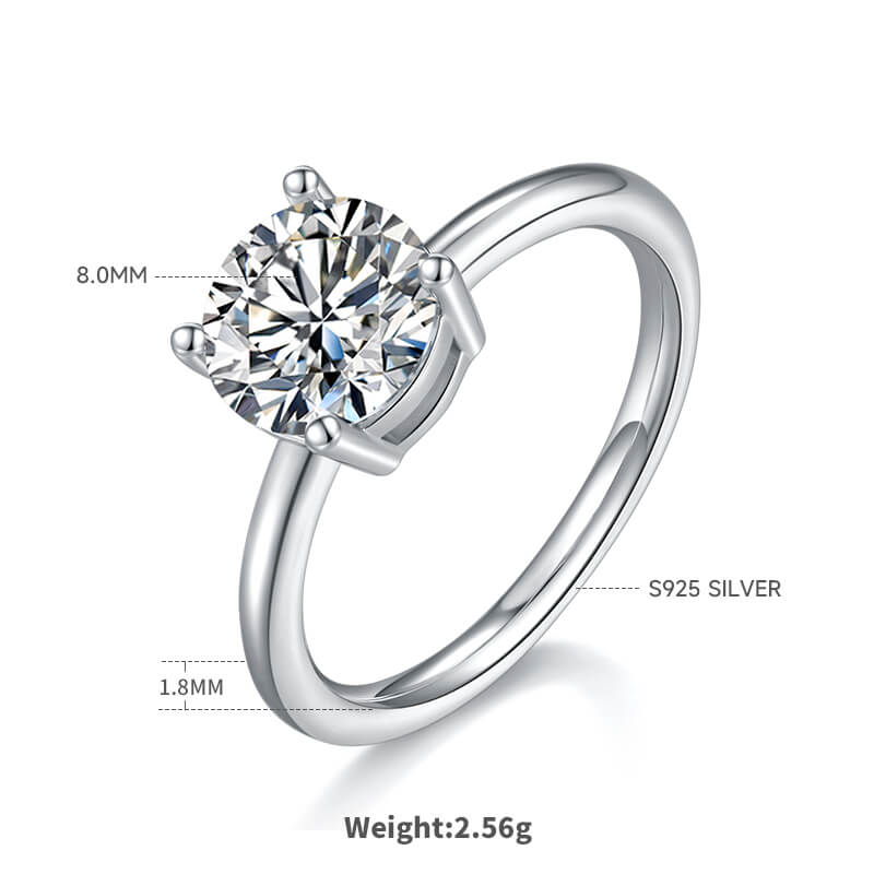 Round cut Moissanite solitaire engagement ring