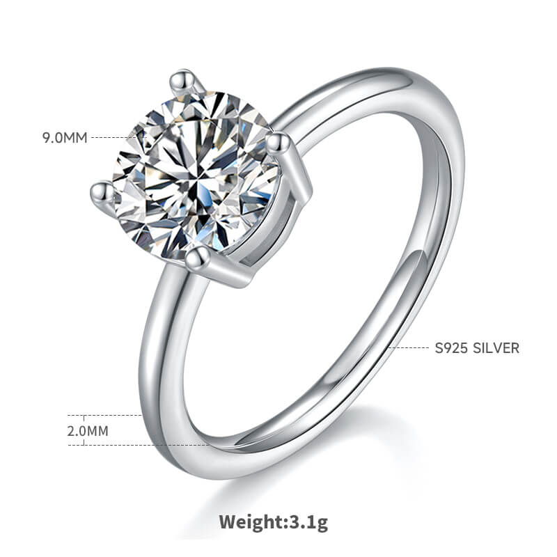 Round cut Moissanite solitaire engagement ring