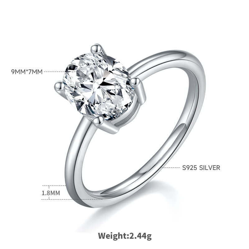 Oval cut Moissanite solitaire engagement ring