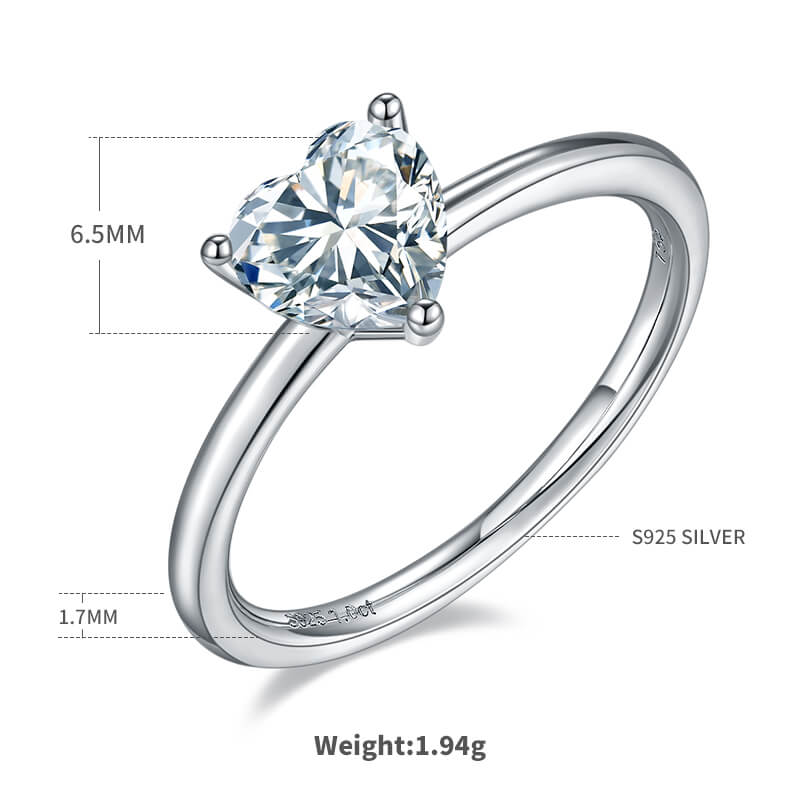 Heart cut Moissanite solitaire engagement ring