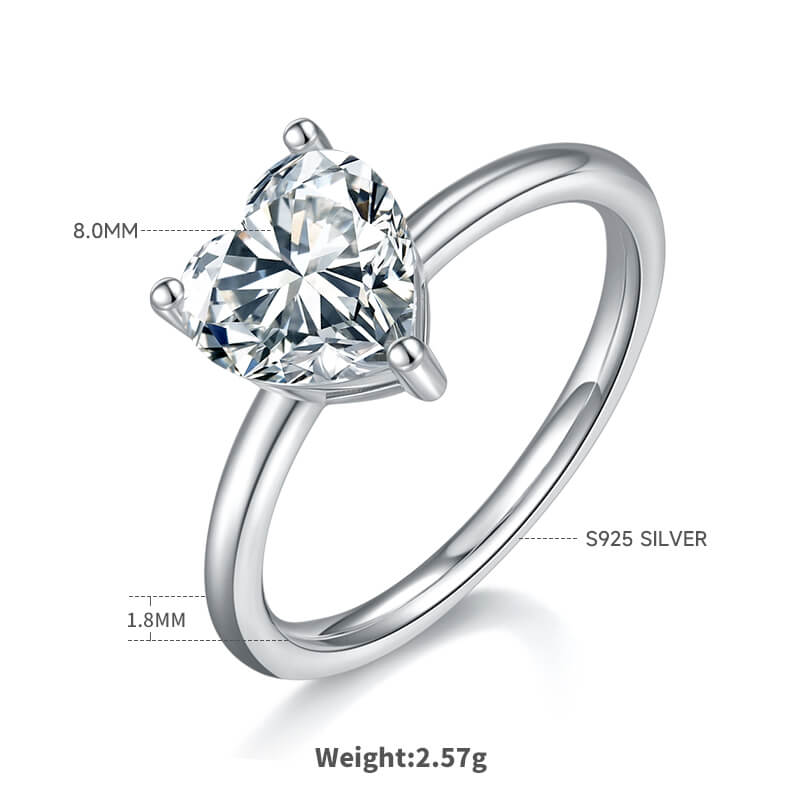 Heart cut Moissanite solitaire engagement ring