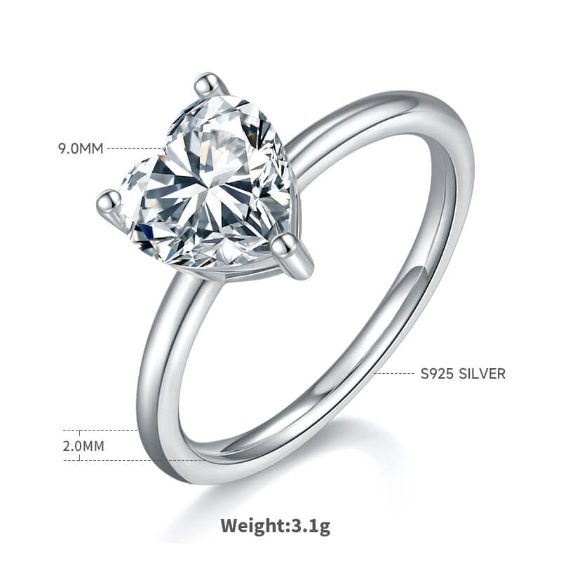 Heart cut Moissanite solitaire engagement ring