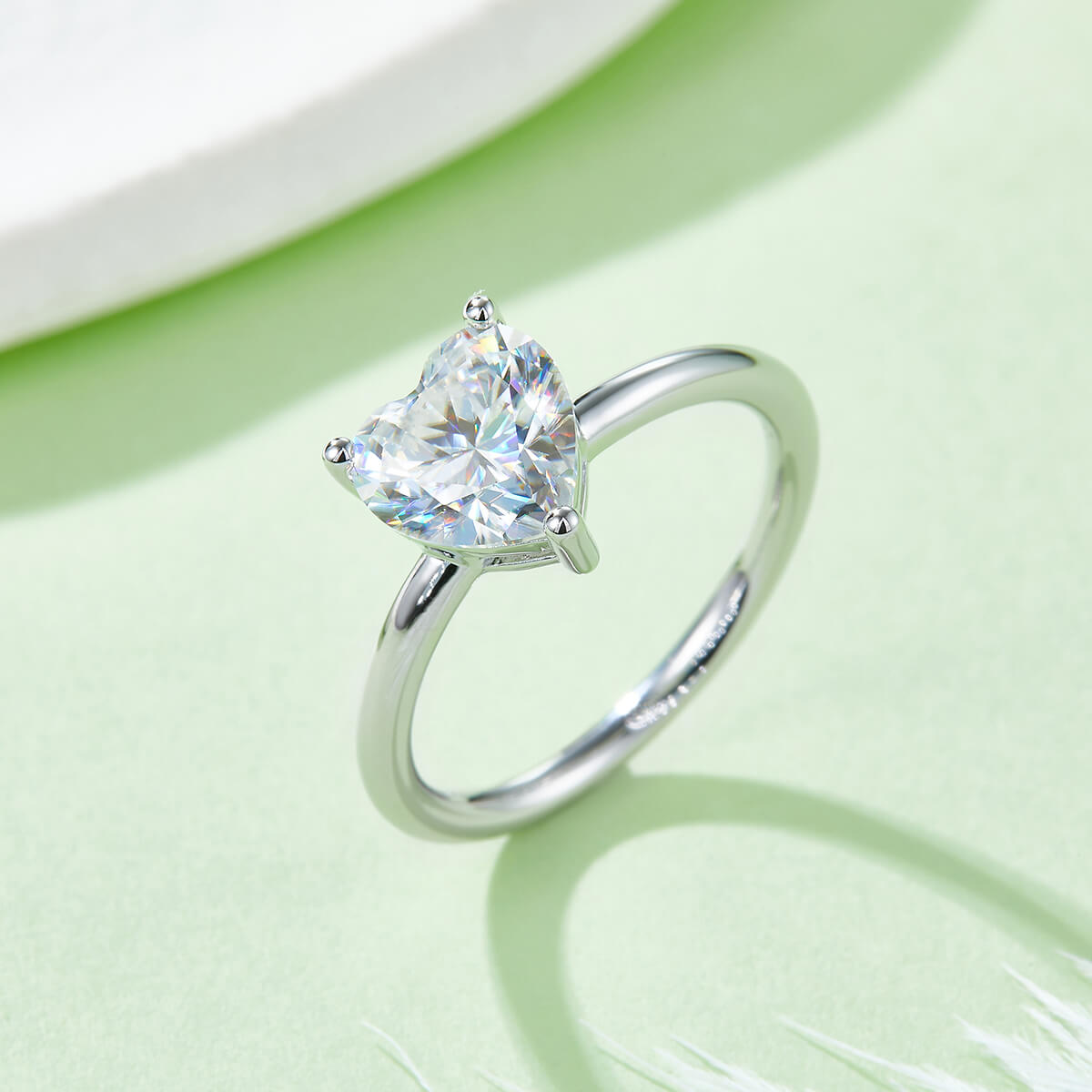 Heart cut Moissanite solitaire engagement ring