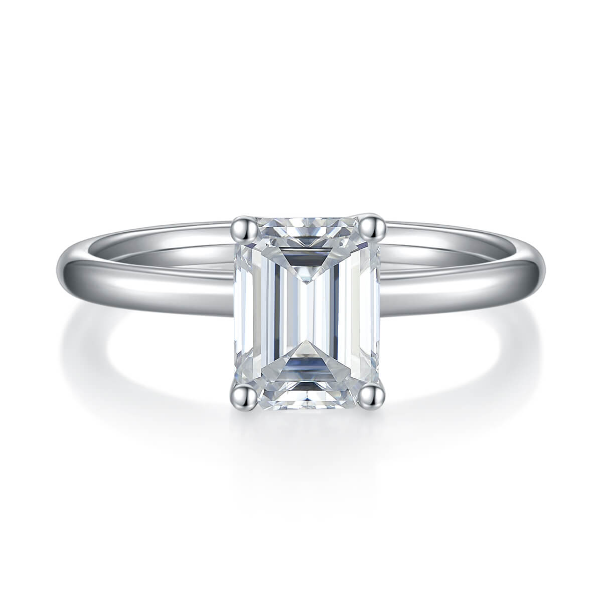 Emerald cut Moissanite solitaire engagement ring